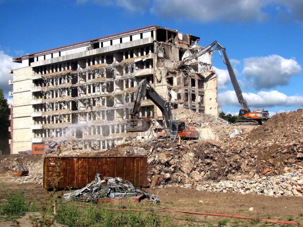 Building being demolished